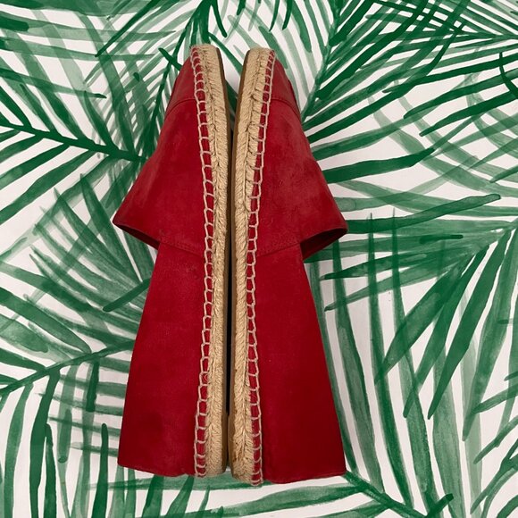 Tory Burch Ruby Red Suede Logo Espadrille Flats Size 10.5 - Picture 9 of 9